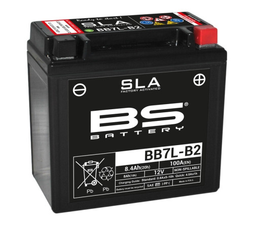 Batterie BS BATTERY SLA sans entretien activé usine - BB7L-B2 - 1080687