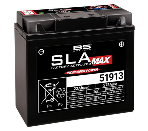 Batterie BS BATTERY SLA Max sans entretien activé usine - 51913 - 1080695