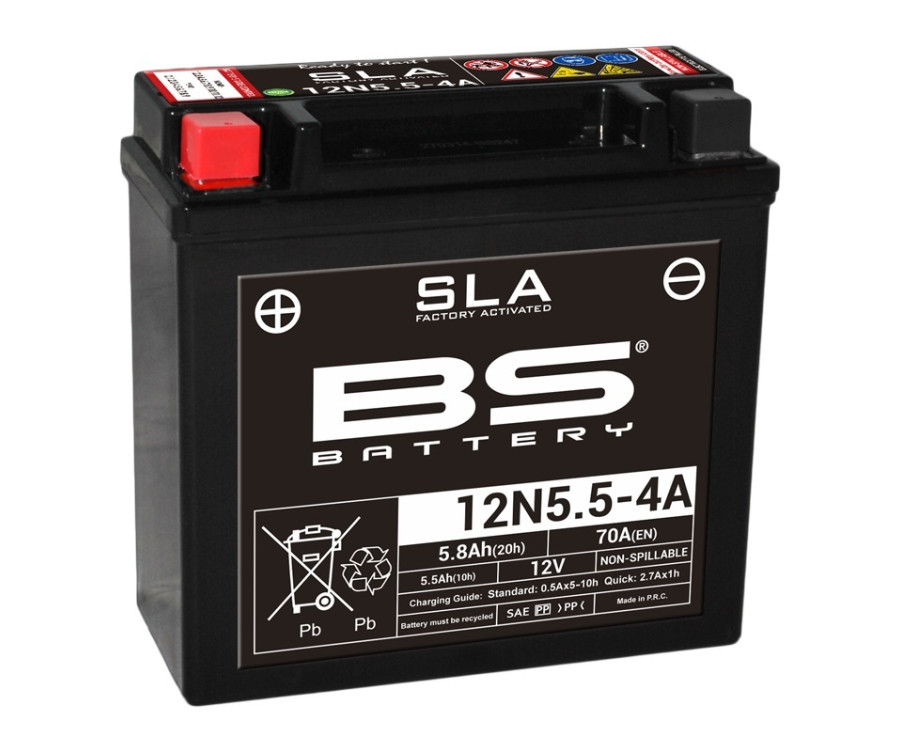 Batterie BS BATTERY SLA sans entretien activé usine - 12N5.5-4A/4B