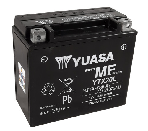 Batterie YUASA W/C sans entretien activée usine - YTX20L FA - 1103943