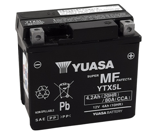 Batterie YUASA W/C sans entretien activée usine - YTX5L FA - 1103934