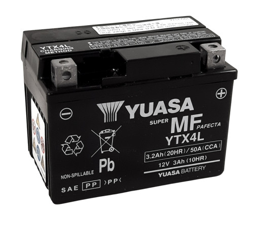 Batterie YUASA W/C sans entretien activée usine - YTX4L FA