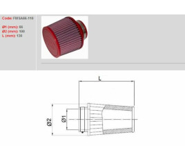 Filtre à air BMC conique Ø66mm - FMSA66-110 - 1097800