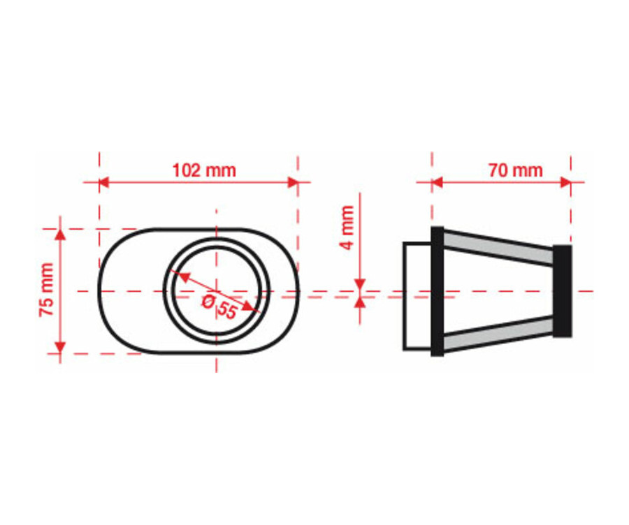 Filtre à air BMC conique Ø55mm - FBPF55-70R