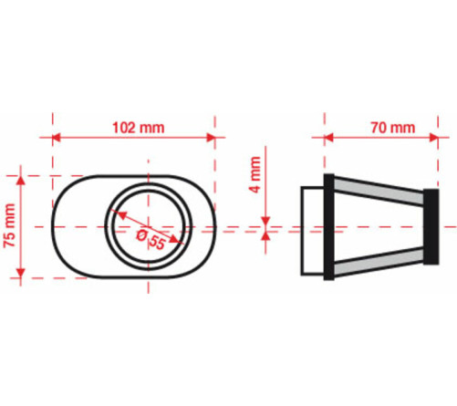 Filtre à air BMC conique Ø55mm - FBPF55-70R - 1098121