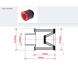 Filtre à air BMC conique Ø76mm - FM369/08 Honda TRX400EX