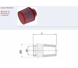 Filtre à air BMC conique Ø50mm - FMSA50-85