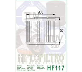 Filtre à huile HIFLOFILTRO - HF117 Honda