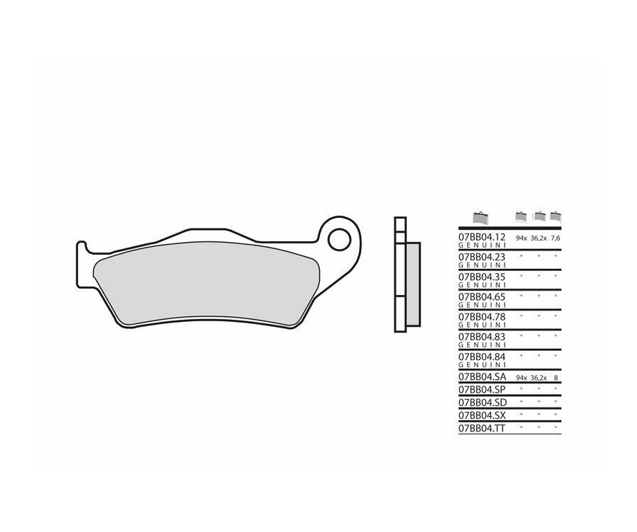 Plaquettes de frein BREMBO route métal fritté - 07BB04SP