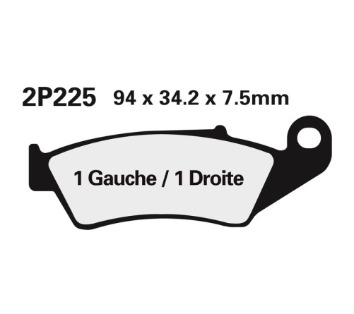 Plaquettes de frein NISSIN Off-Road semi-métallique - 2P-225GS - 1036659