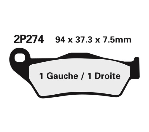 Plaquettes de frein NISSIN route /Off-Road métal fritté - 2P-274ST-MX - 1036720