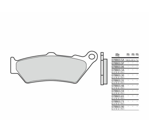 Plaquettes de frein BREMBO route métal fritté - 07BB03SA - 1035794