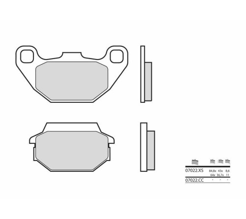 Plaquettes de frein BREMBO Scooter métal fritté - 07022XS - 1035726