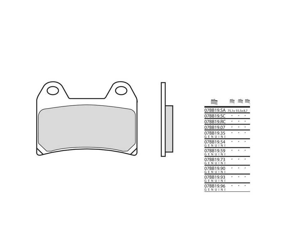 Plaquettes de frein BREMBO route métal fritté - 07BB19LA