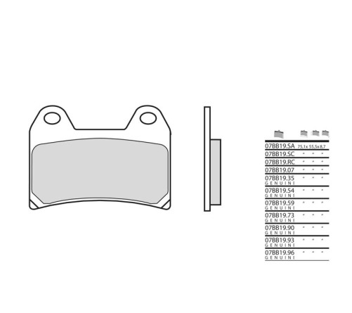 Plaquettes de frein BREMBO route métal fritté - 07BB19LA - 1035824