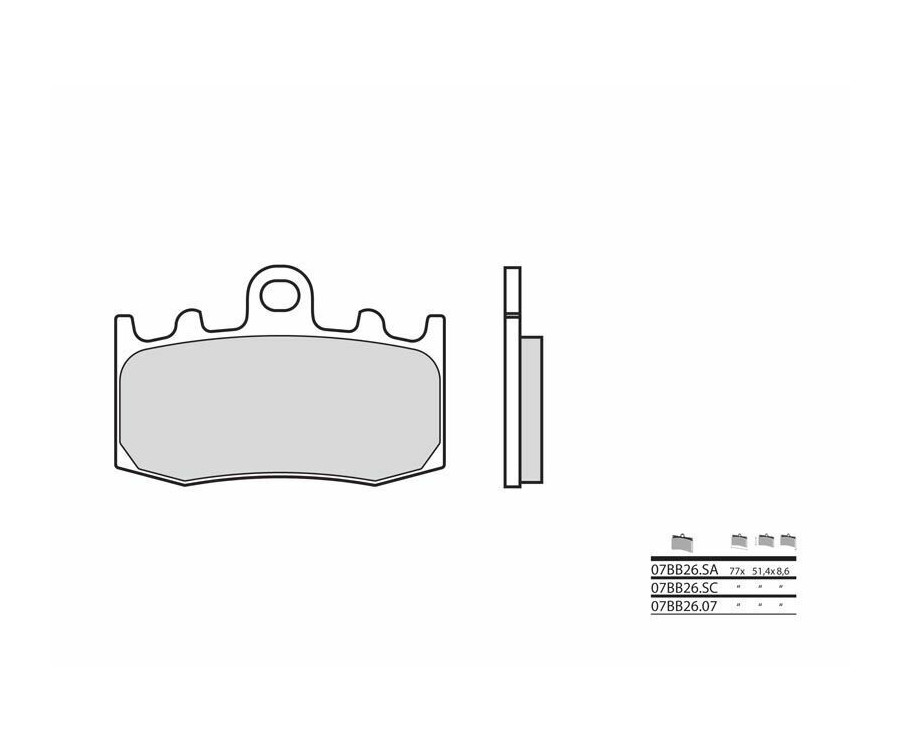 Plaquettes de frein BREMBO route métal fritté - 07BB26SA