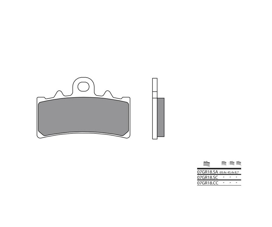 Plaquettes de frein BREMBO route métal fritté - 07GR18SA