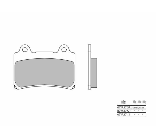 Plaquettes de frein BREMBO route métal fritté - 07YA17SP - 1036221