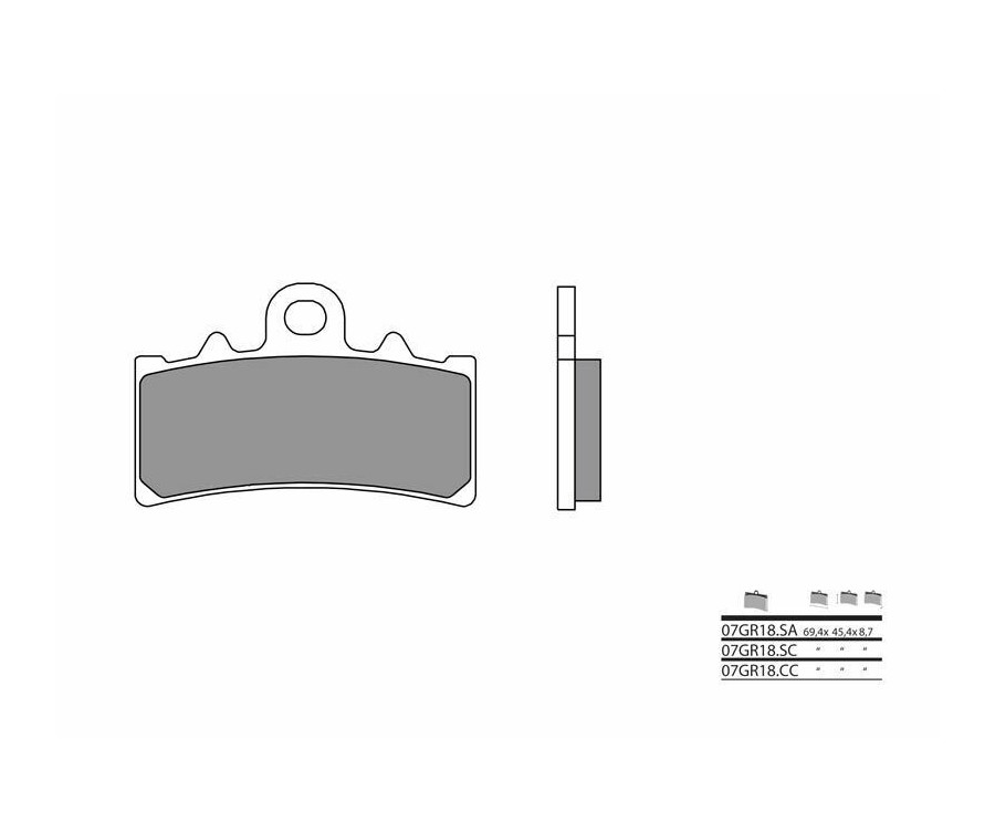 Plaquettes de frein BREMBO route carbone céramique - 07GR18CC