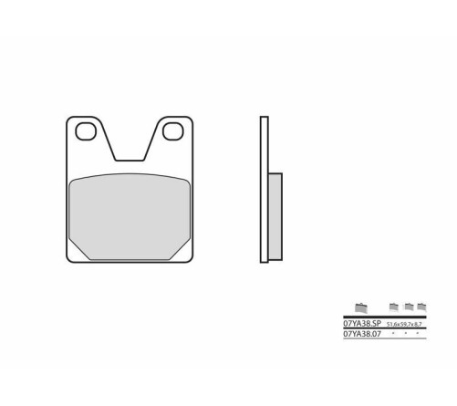 Plaquettes de frein BREMBO route métal fritté - 07YA38SP - 1036259