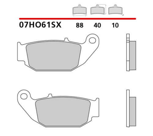 Plaquettes de frein BREMBO métal fritté - 07HO61SX - 1122631