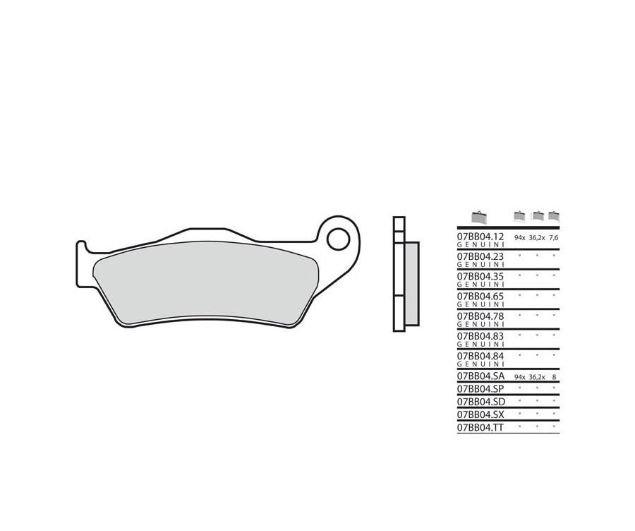 Plaquettes de frein BREMBO route métal fritté - 07BB04LA