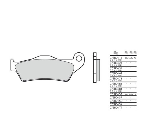 Plaquettes de frein BREMBO route métal fritté - 07BB04LA