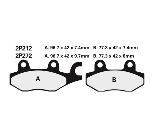 Plaquettes de frein NISSIN route semi-métallique - 2P-212NS - 1036638