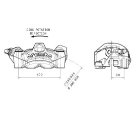 Etrier de frein avant droit BREMBO M50 titane Ø30mm