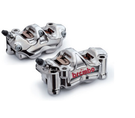 Paire étriers BREMBO UPGRADE GP4RX (usinés CNC nickelé) - 108mm (avec plaquettes)