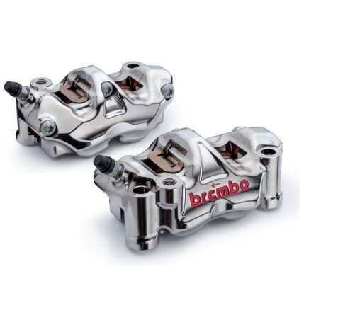 Paire étriers BREMBO UPGRADE GP4RX (usinés CNC nickelé) - 108mm (avec plaquettes) - 1100865