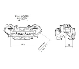 Etrier de frein avant droit BREMBO P4 titane Ø32mm