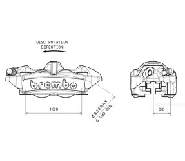 Etrier de frein avant gauche BREMBO M4 titane Ø34mm