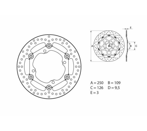 Disque de frein BREMBO Serie Oro rond flottant - 1035576