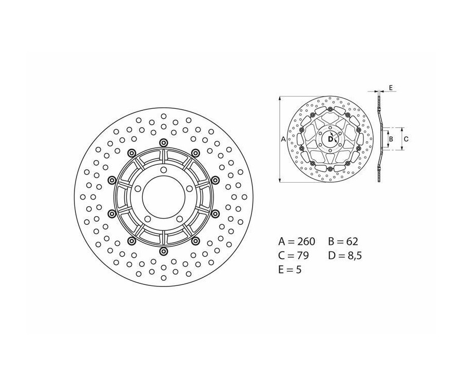 Disque de frein BREMBO Serie Oro rond fixe