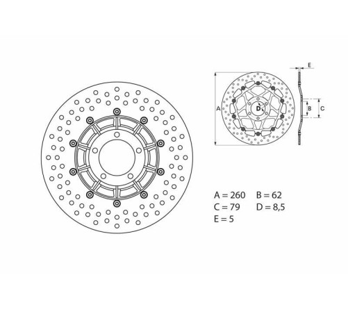 Disque de frein BREMBO Serie Oro rond fixe - 1035491