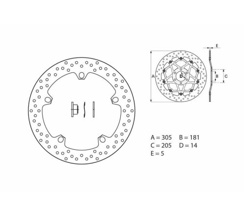 Disque de frein BREMBO Serie Oro rond fixe - 1035398