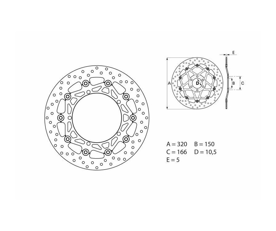 Disque de frein BREMBO Serie Oro rond flottant