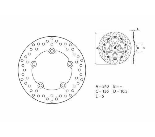 Disque de frein BREMBO Serie Oro rond fixe - 1035537