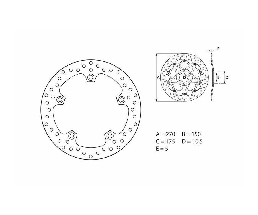 Disque de frein BREMBO Serie Oro rond fixe