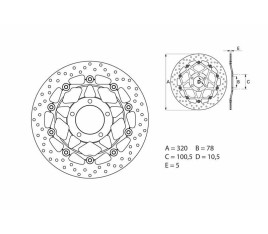 Disque de frein BREMBO Serie Oro rond flottant - 1035633