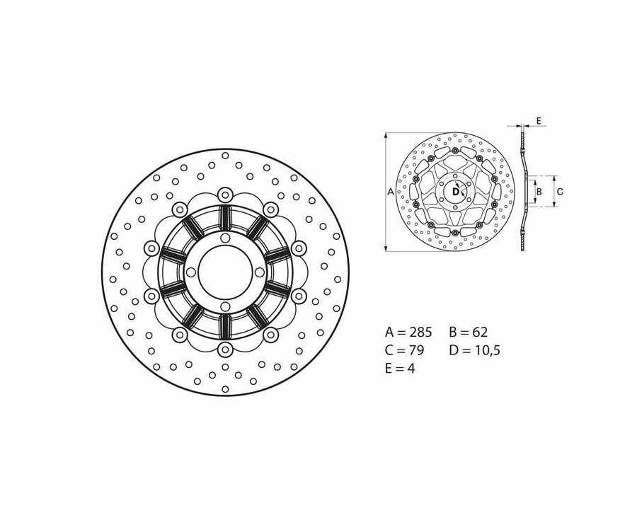 Disque de frein BREMBO Serie Oro rond flottant