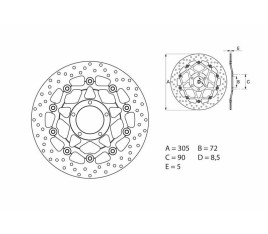 Disque de frein BREMBO Serie Oro rond flottant - 1035606