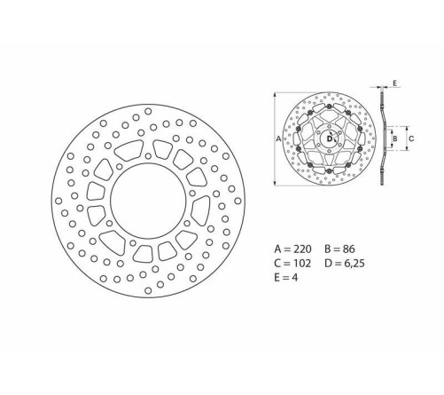 Disque de frein BREMBO Serie Oro rond fixe - 1035429