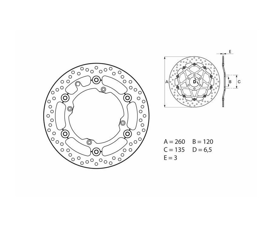 Disque de frein BREMBO Serie Oro rond flottant