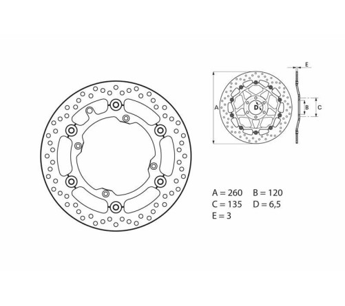 Disque de frein BREMBO Serie Oro rond flottant - 1035579