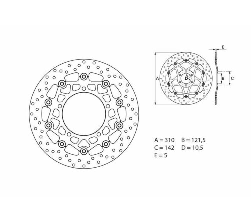 Disque de frein BREMBO Serie Oro rond flottant - 1035619