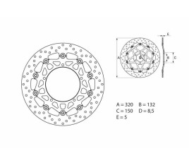 Disque de frein BREMBO Serie Oro rond flottant - 1035624