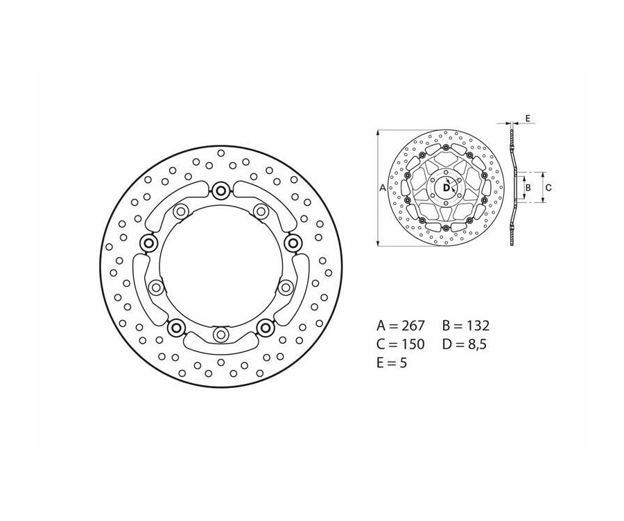 Disque de frein BREMBO Serie Oro rond flottant