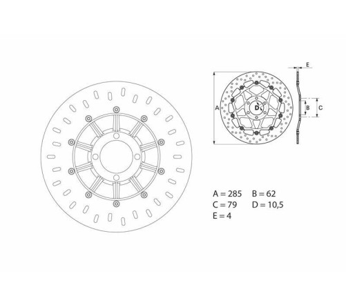 Disque de frein BREMBO Serie Oro rond fixe - 1035510